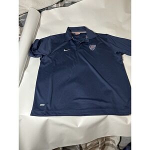 Vintage Nike Bauer Hockey Polo Shirt Mens L Blue Performance Dri Fit